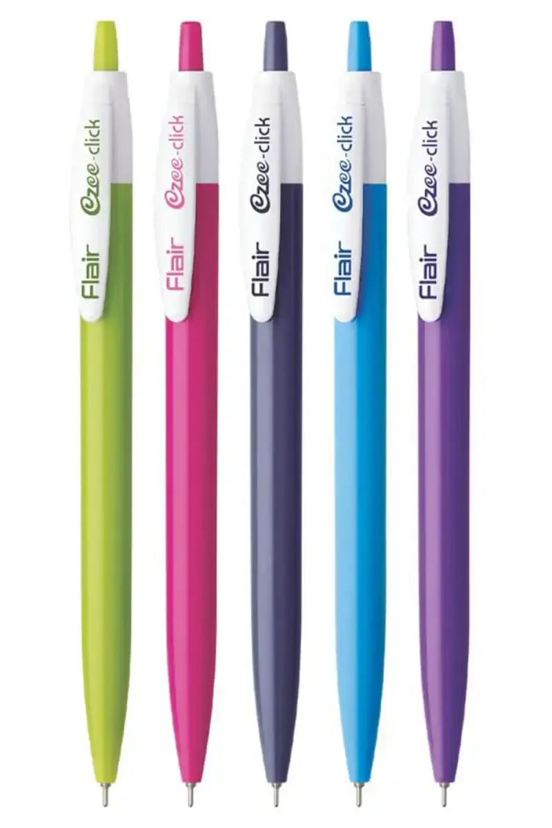 Flair Ezee Click Retractable Ball Pen (Blue Ink) - Pack of 5