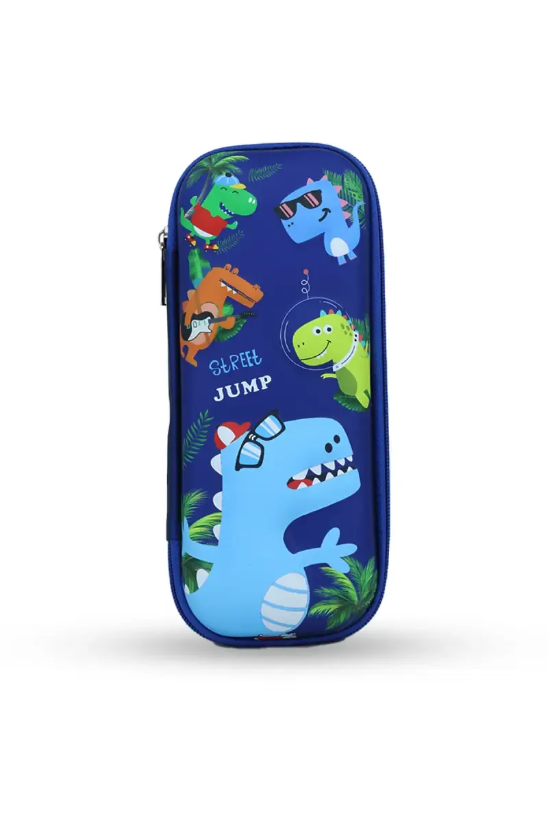Dinosaur Printed EVA Pencil Case - Blue