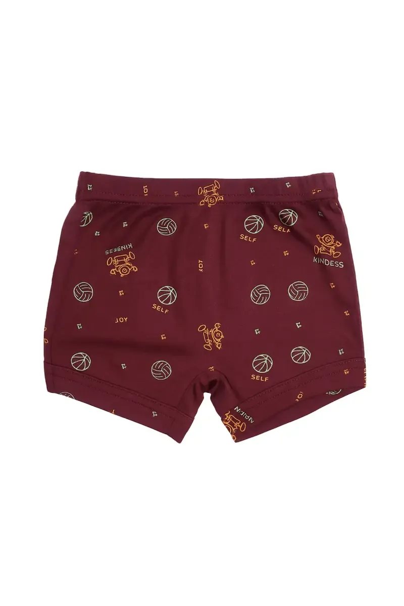 Cotton Printed Trunk for Boys - Burgundy  033914BUR55C
