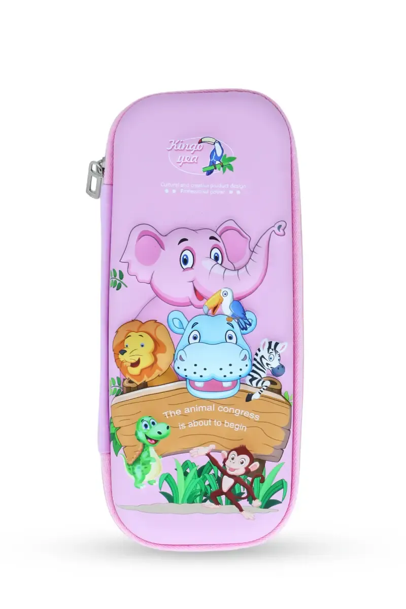 Kingo Box Animal Themed Pencil Pouch (Pink) 033927PIN