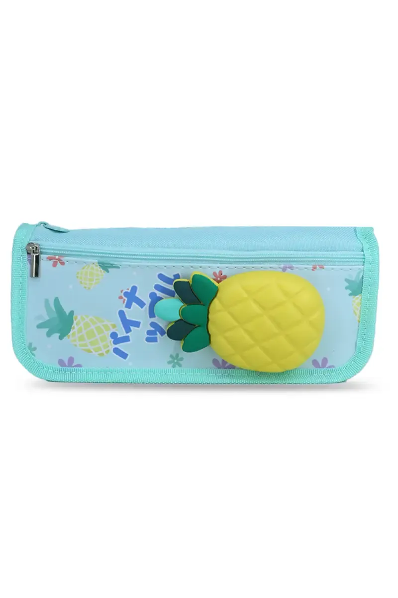 Pinapple Printed Pencil Pouch (Aqua)