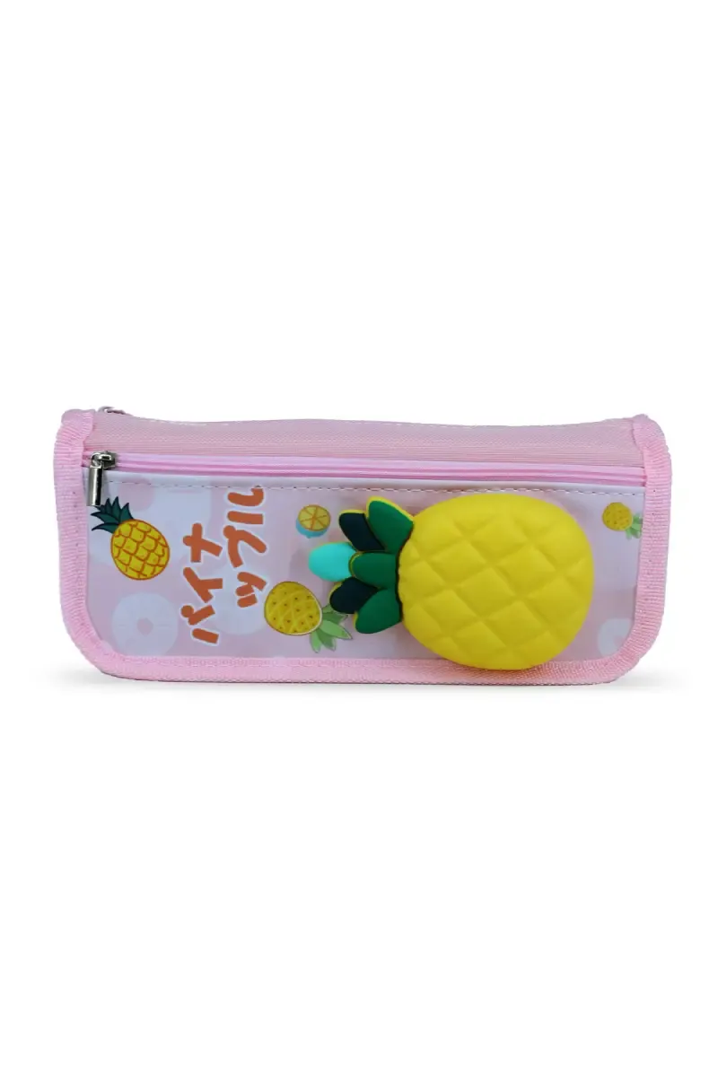 Pinapple Printed Pencil Pouch (Baby Pink)