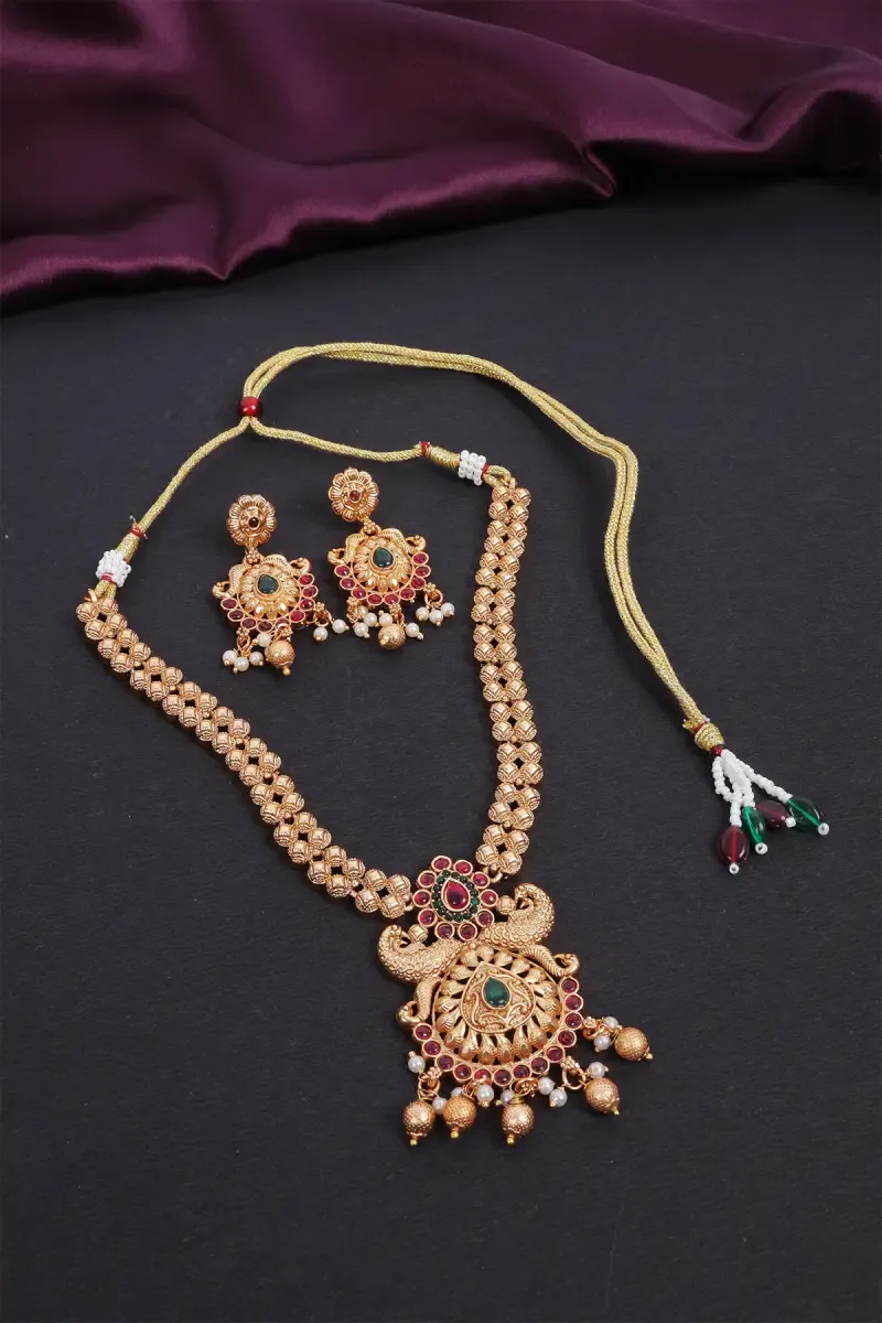 Peacock Design Necklace with Earrings Set for Women