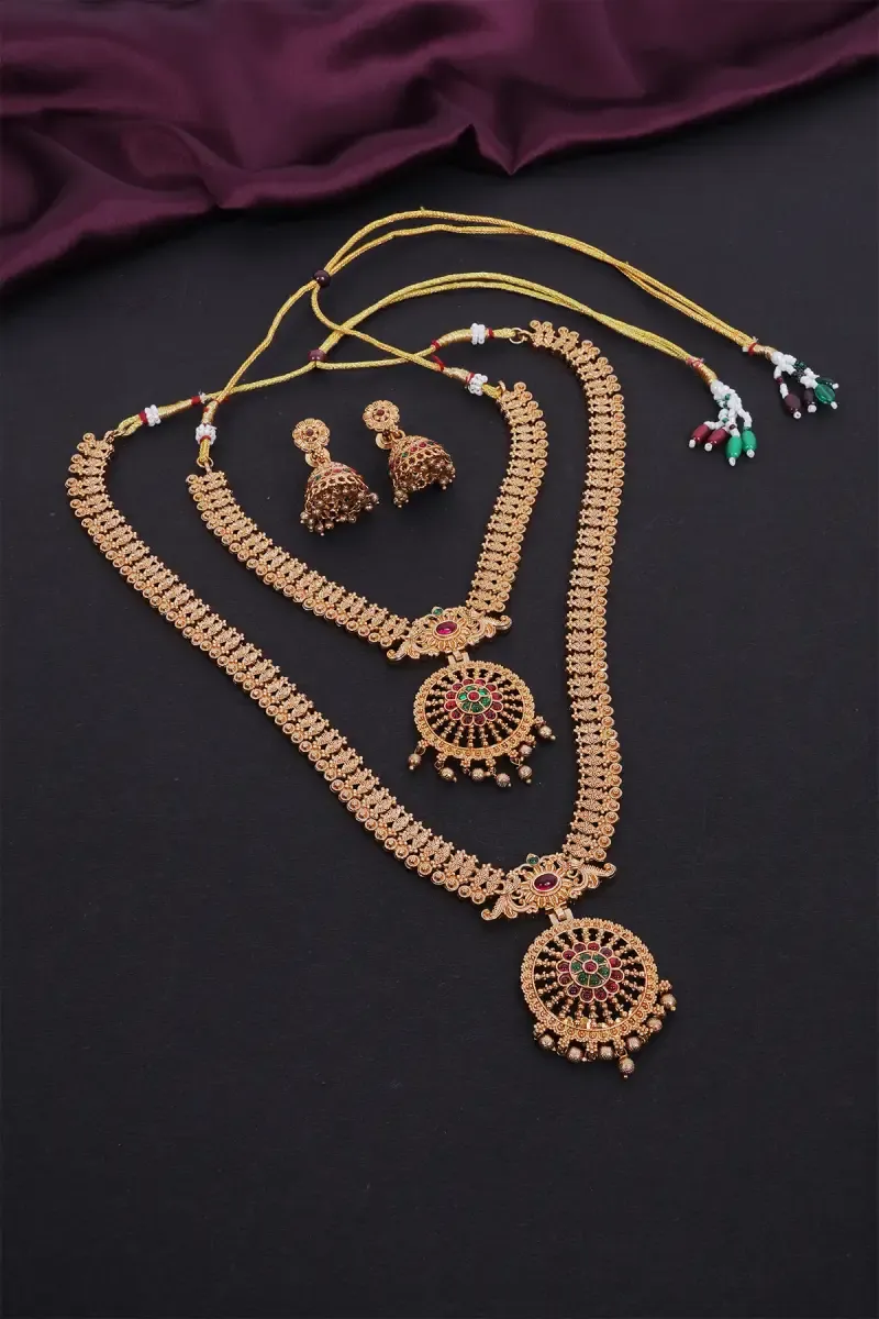 Matte Antique Finish Floral Necklace Set for Women