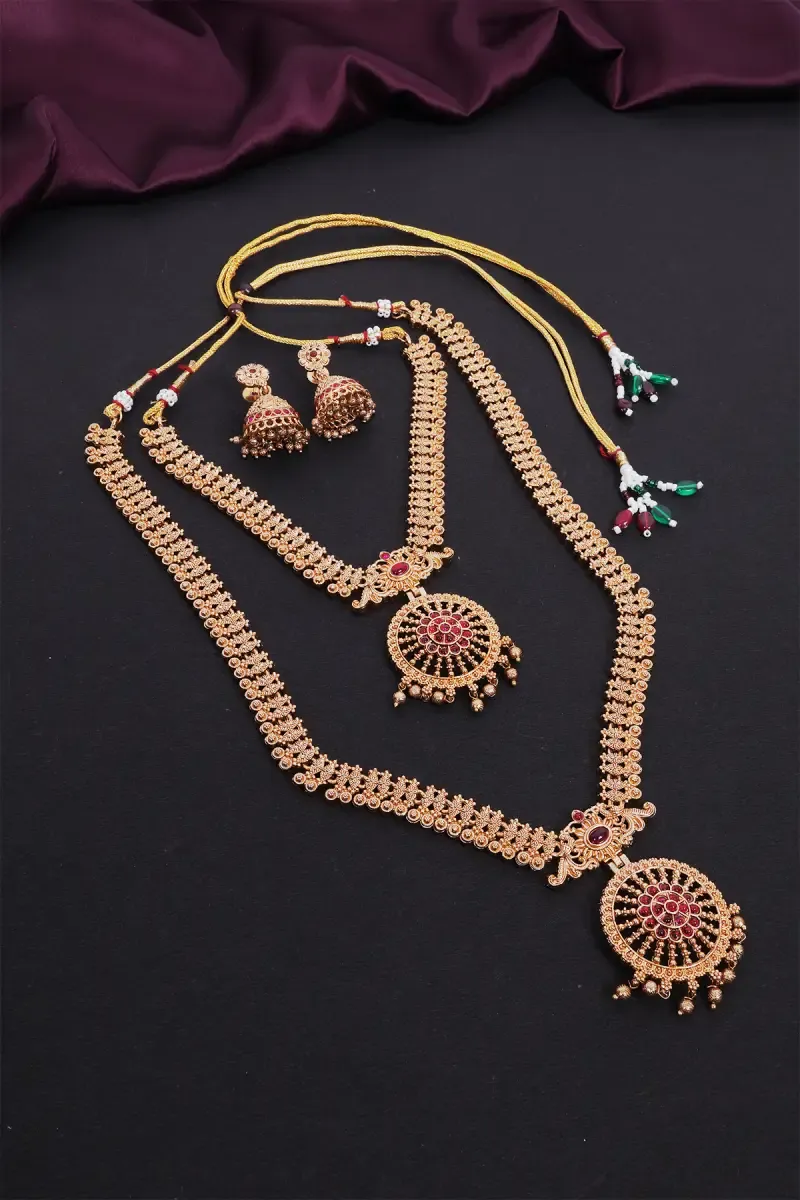 Matte Antique Finish Floral Necklace Set for Women