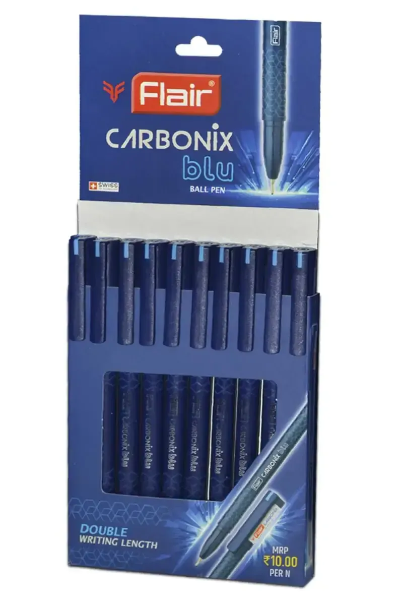 Flair Carbonix Blue Ball Pen (Blue) - Pack of 10