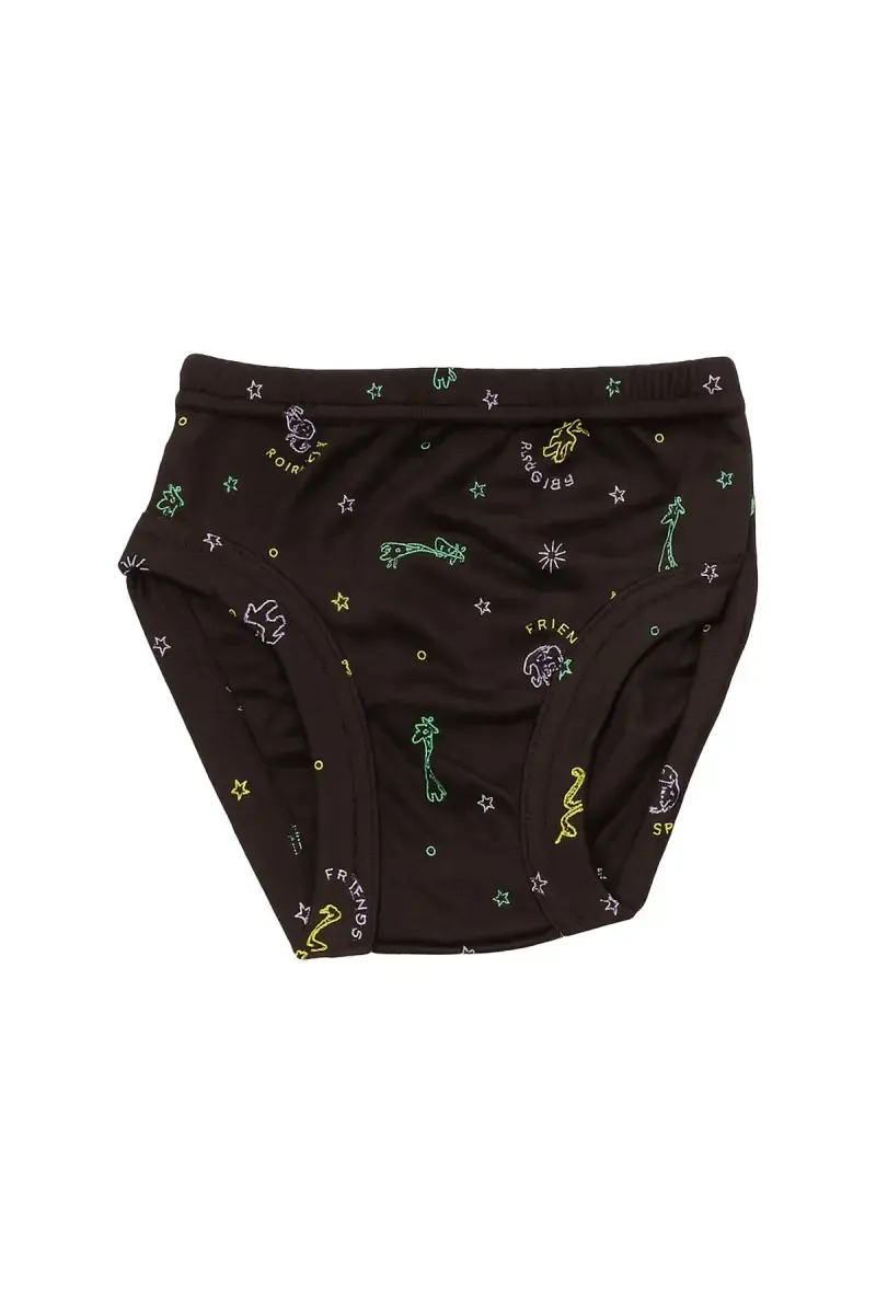 Cotton Printed Brief for Boys - Brown