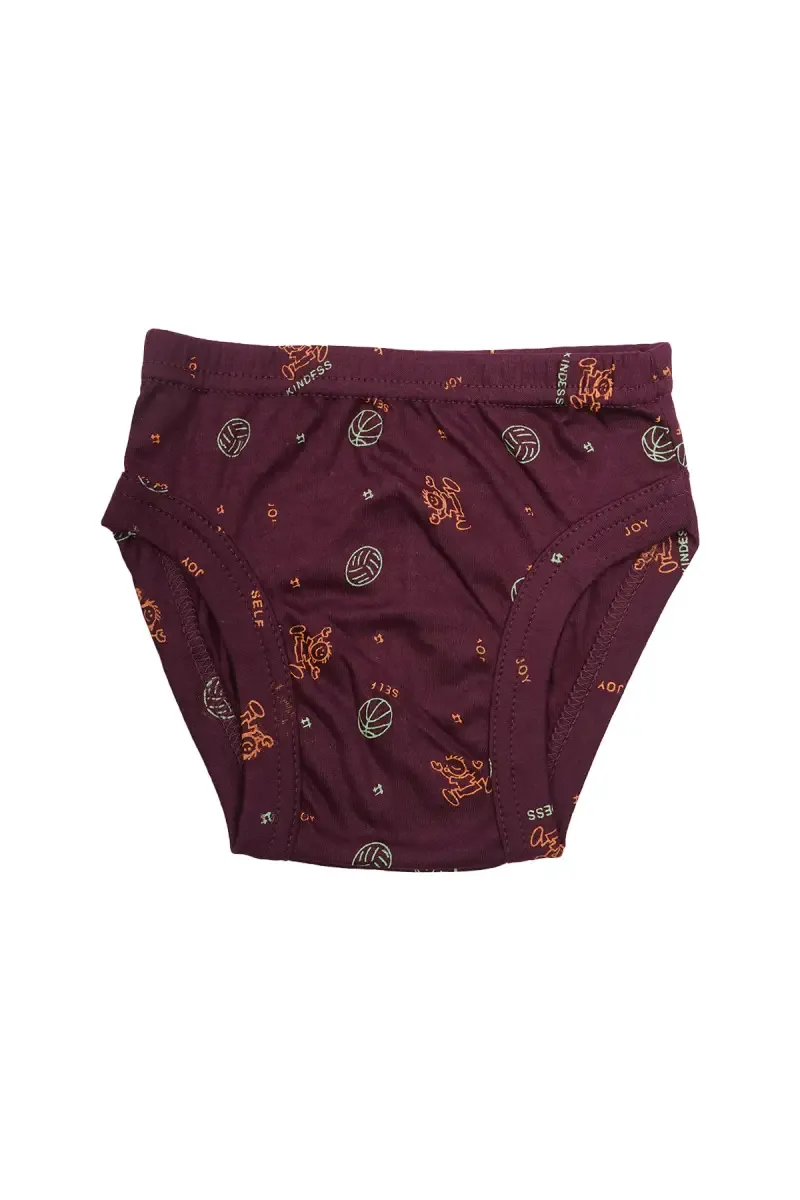 Cotton Printed Brief for Boys - Wine 034016WIN70C