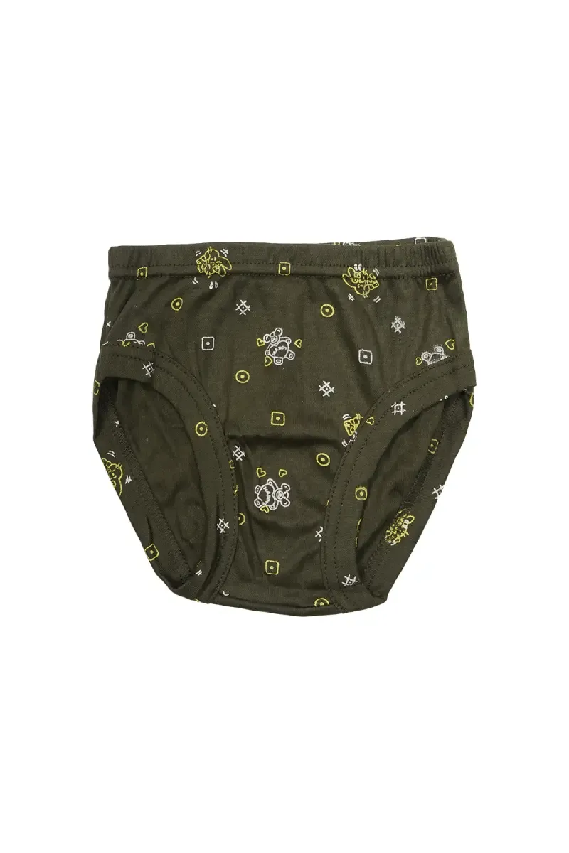Cotton Printed Brief for Boys - Olive