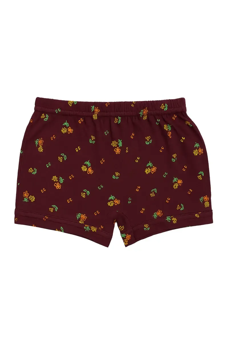 Cotton Printed Bloomer Shorts for Girls - Brown