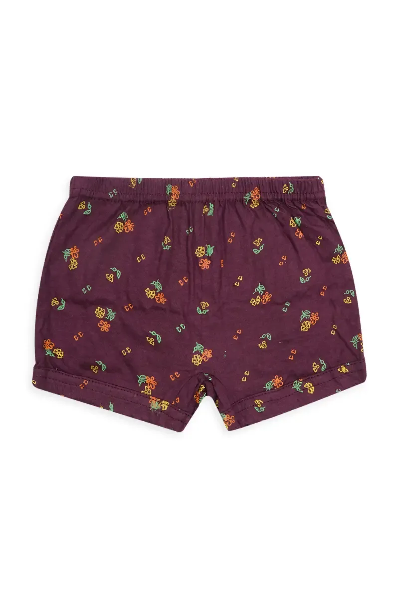 Cotton Printed Bloomer Shorts for Girls - Wine 034033WIN65CM