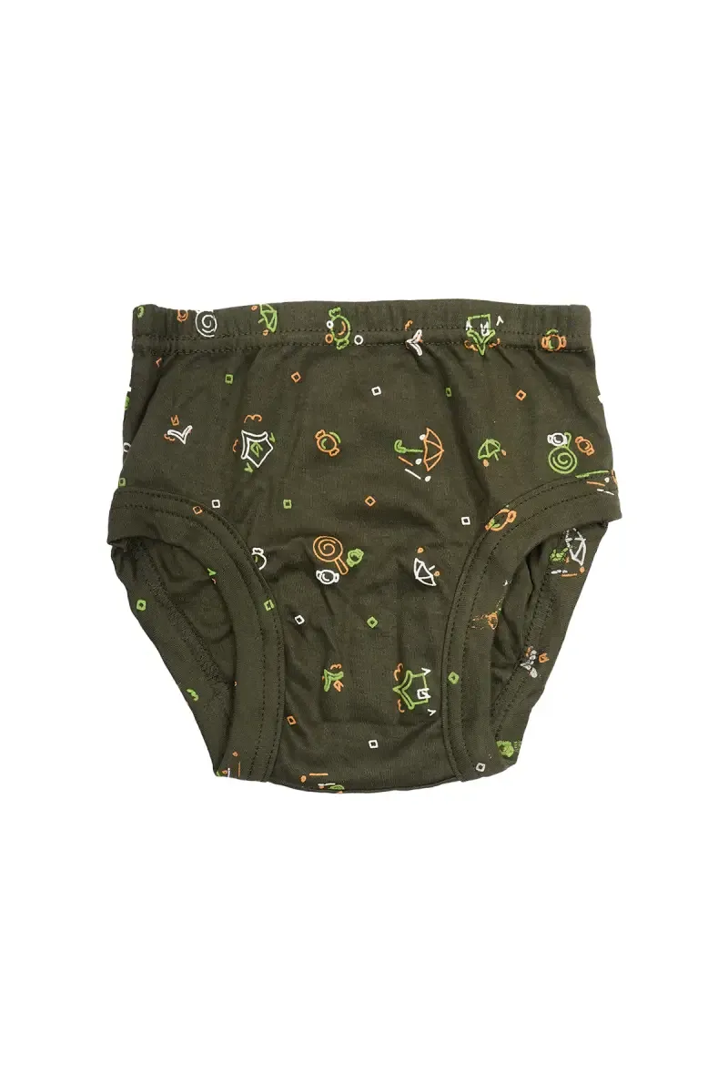 Cotton Printed Brief for Boys - Green