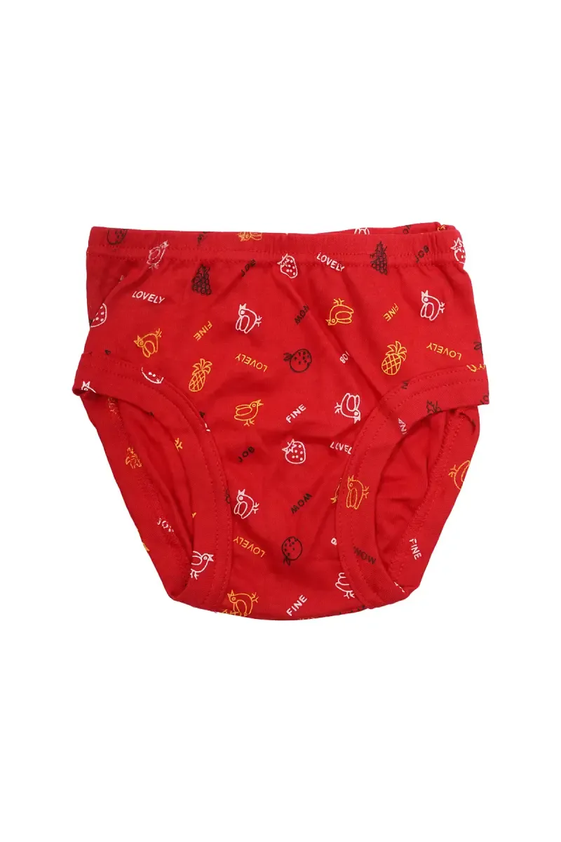 Cotton Printed Brief for Boys - Red