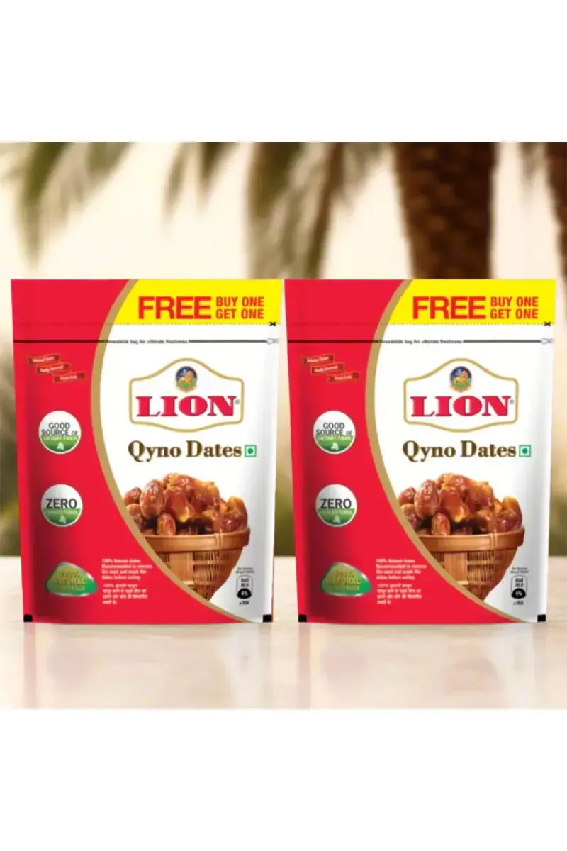 Lion Qyno Seeded Dates, Buy 1 Get 1 Free- Each 250g Pouch