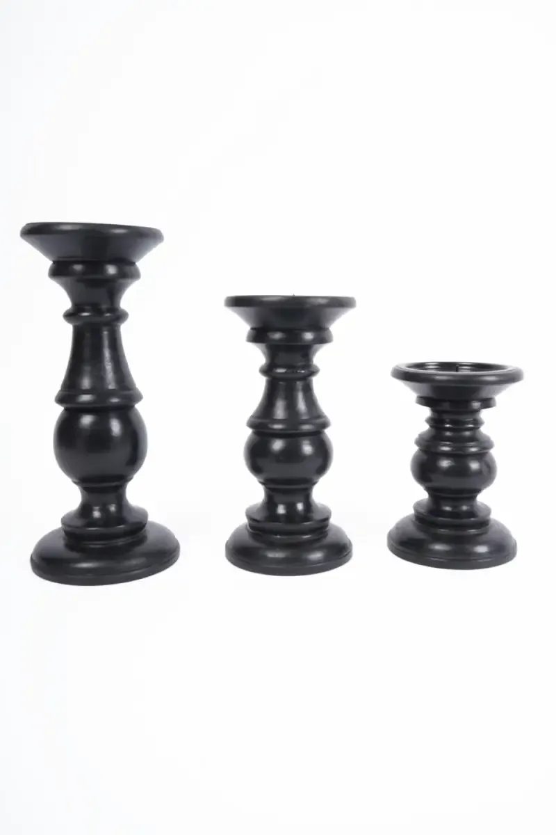 Kalki Wooden Candle Stand - 3pc 034066BLA