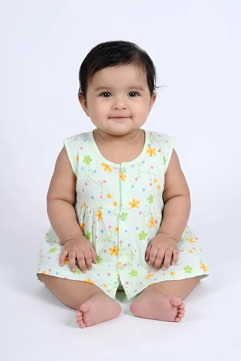 Cotton Frock for Babies - Light Green