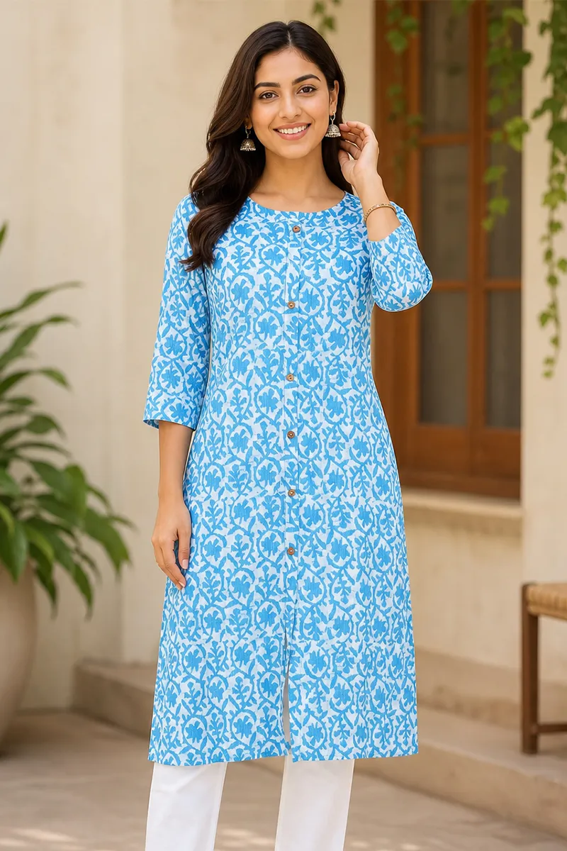 Cotton Jaipur Printed Kurti for Women