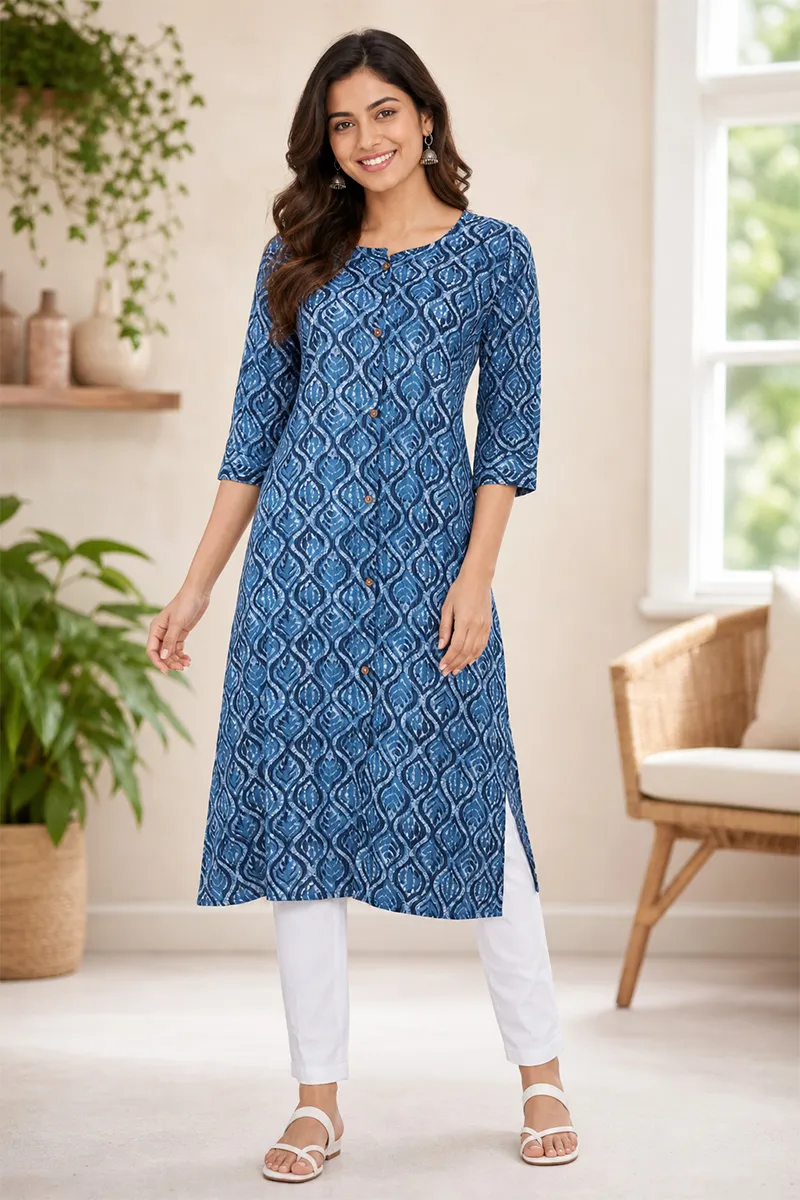 Cotton Jaipur Printed Kurti for Women
