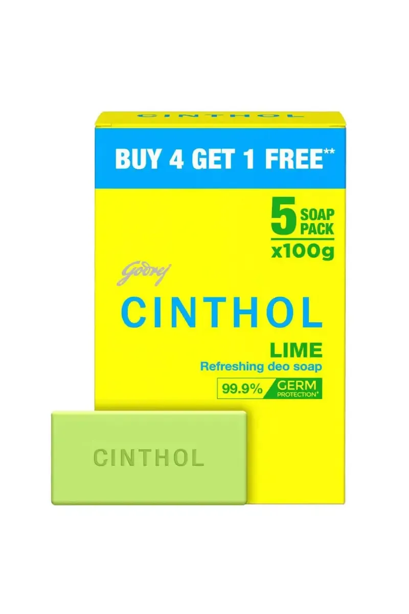 Cinthol Lime Refreshing Deo Soap - 5 * 100g (Buy 4 Get 1 Free)