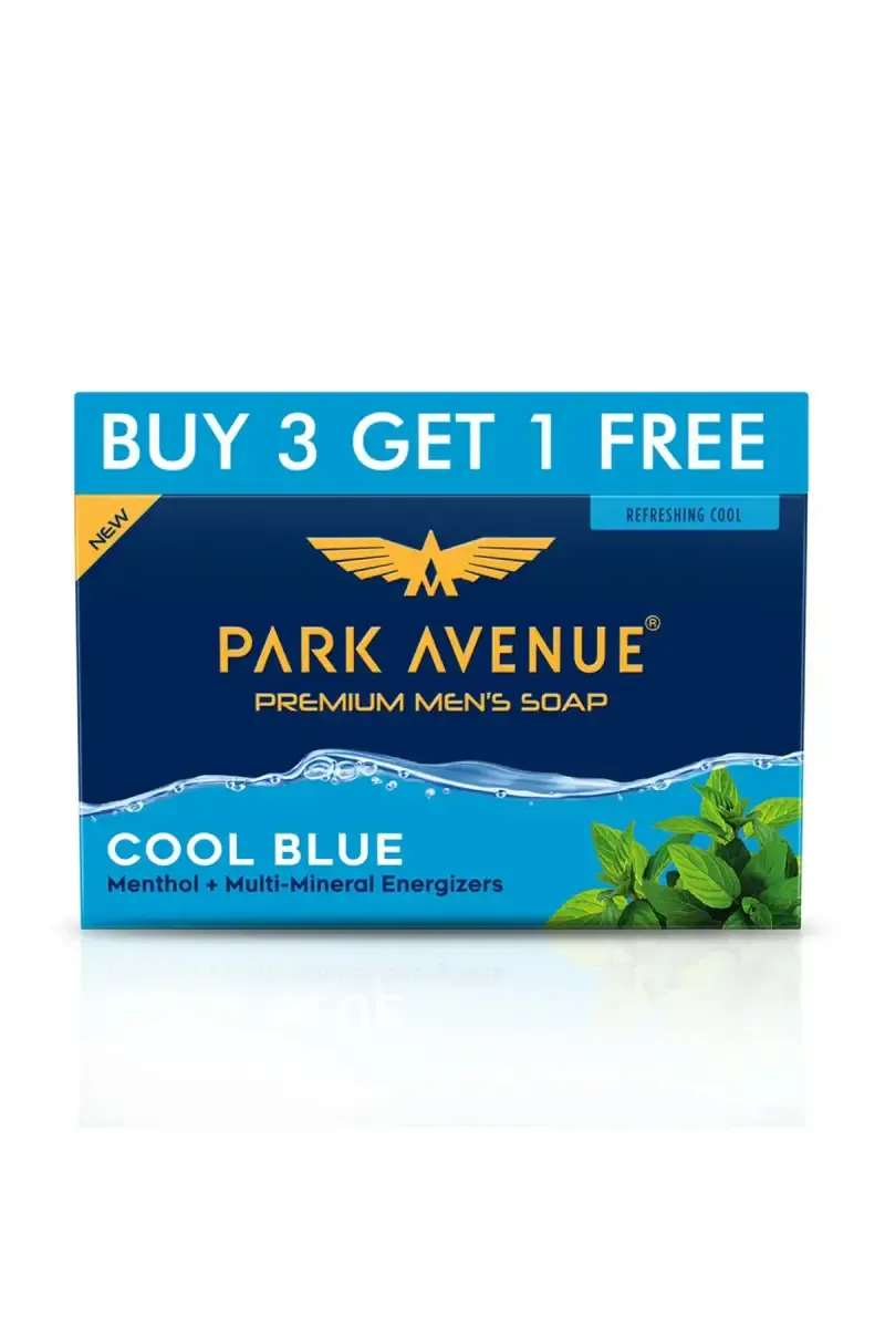 Park Avenue Cool Blue Soap for Men - 125 g Each (Buy 3 Get 1 Free)