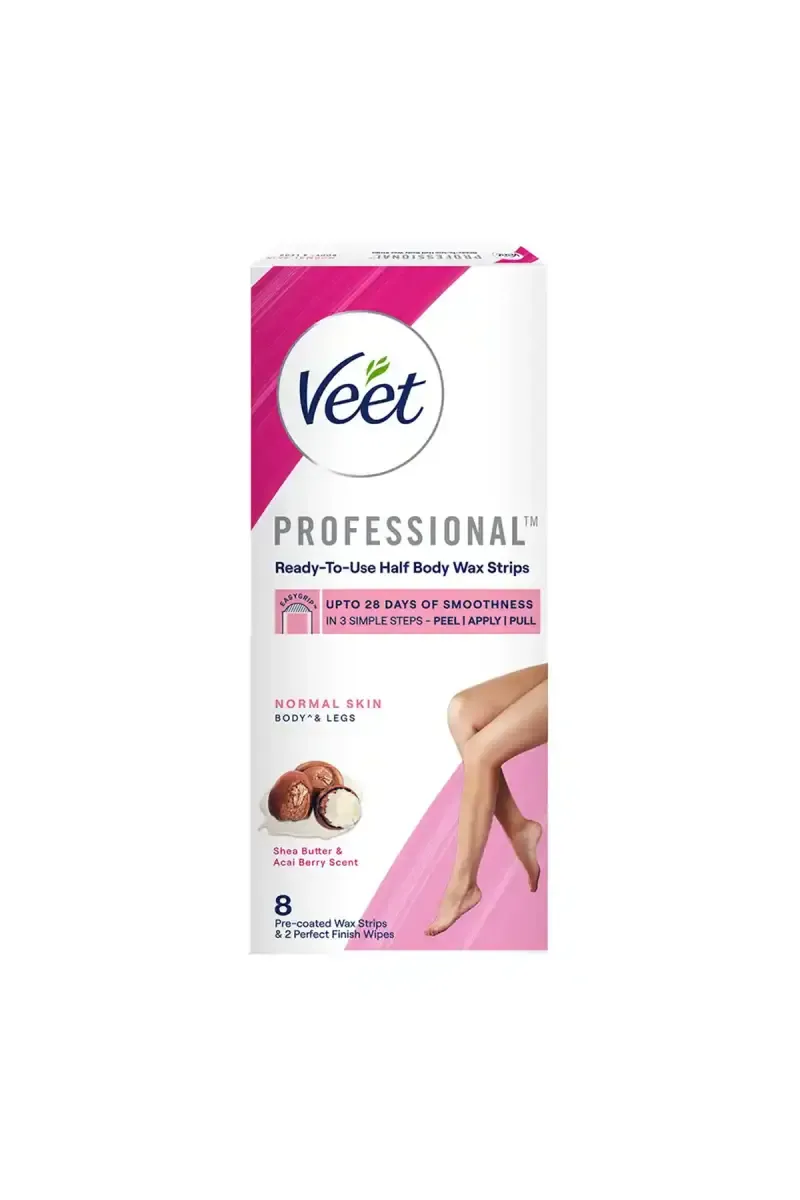 Veet Ready-to-Use Half Body Waxing Strips for Normal Skin - 8 Strips