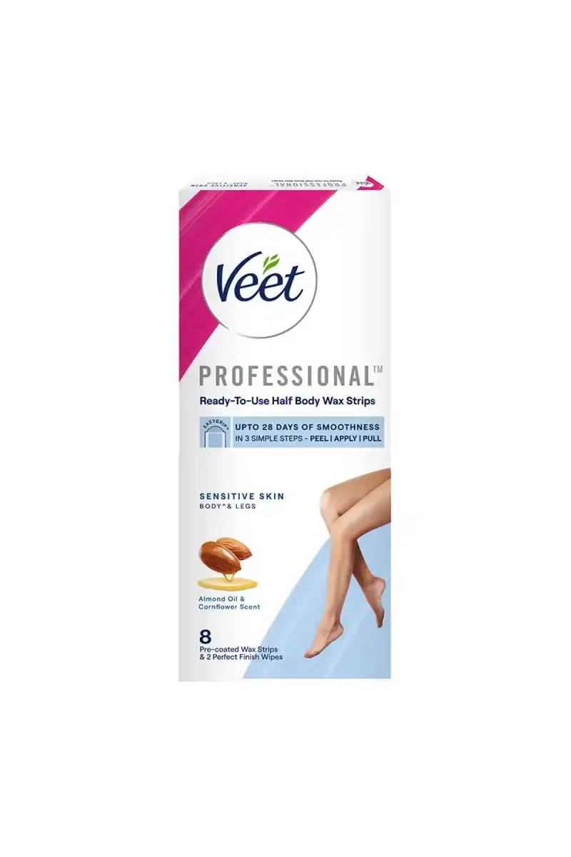 Veet Ready To Use Half Body Waxing Strips for Sensitive Skin - 8 Strips