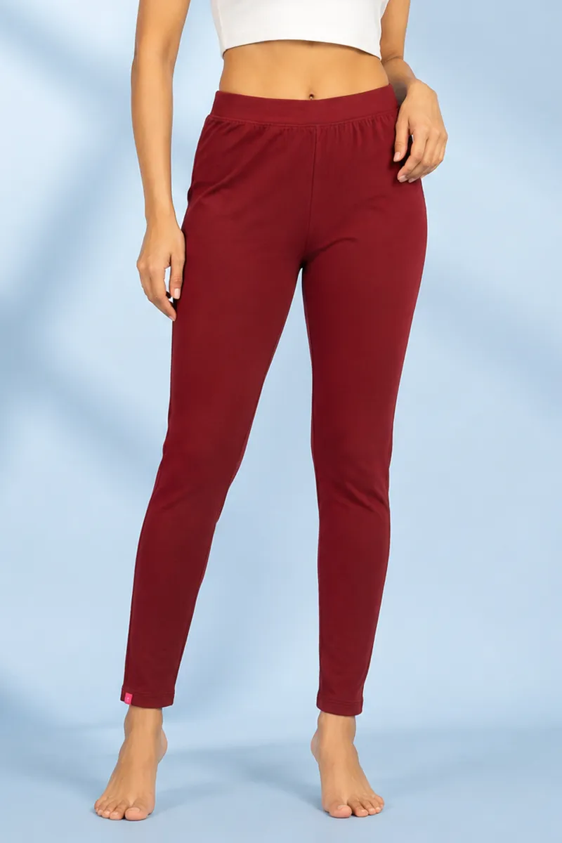 Cotton Lycra Ankle Length Leggings for Women 034319LMAR