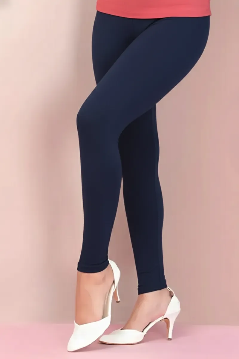 Cotton Lycra Ankle Length Leggings for Women 034319XXLNAVBLU