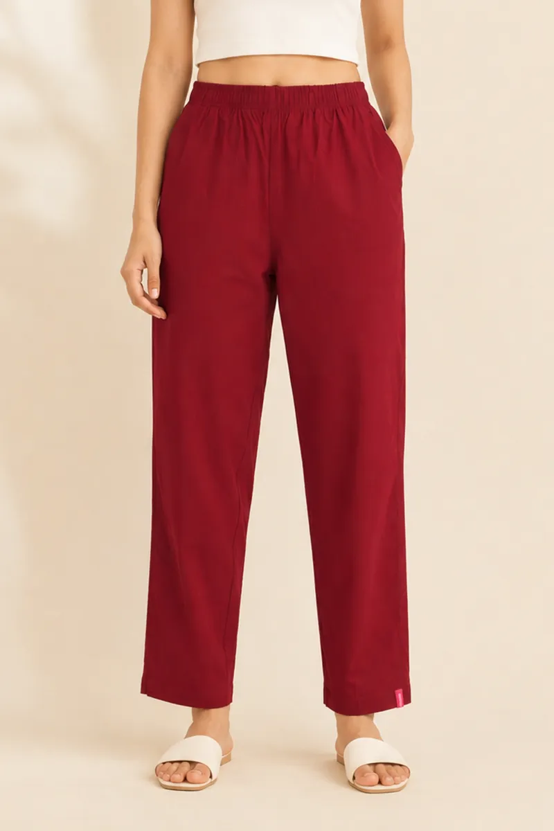 Cotton Straight fit Pant with Pocket for women 034324XLMAR
