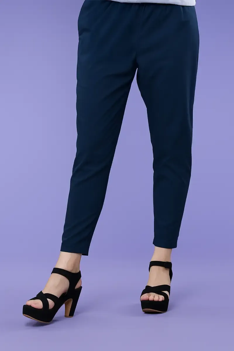 Cotton Straight fit Pant with Pocket for women 034324LNAVBLU