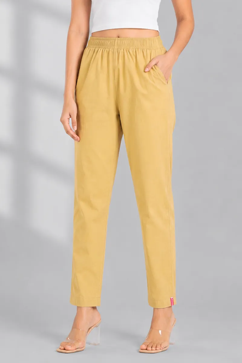 Cotton Lycra Cigarette Pant with pocket for Women 034325LSAN