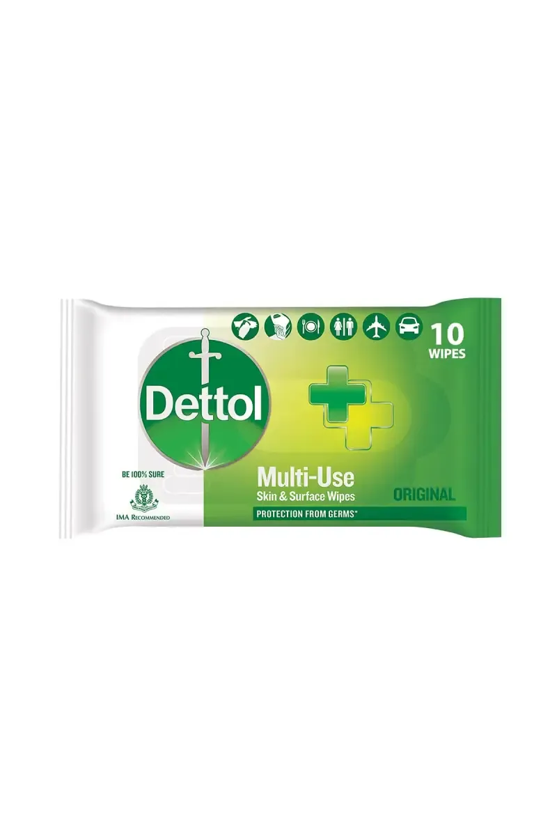 Dettol Germ Protection Wet Wipes for Skin & Surfaces, Original - 10 Wipes