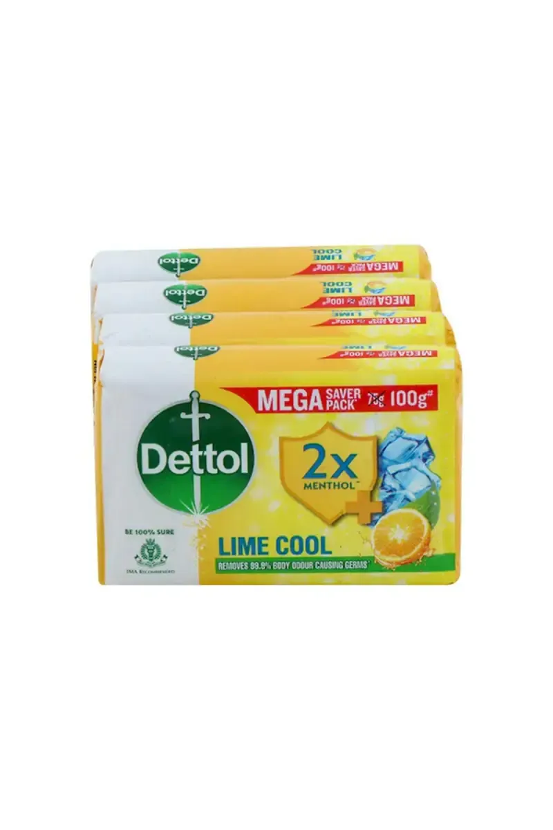 Dettol Lime Cool 2x Menthol Bathing Soap Bar - 4 * 100g