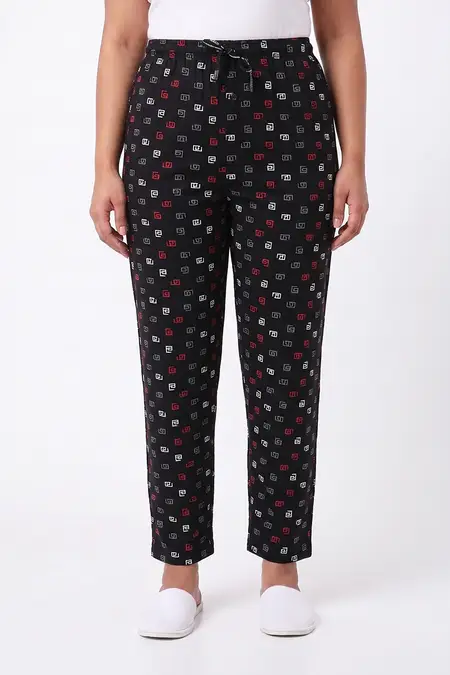 Cotton Geometric Printed Pyjama Pant for Women - Plus Size