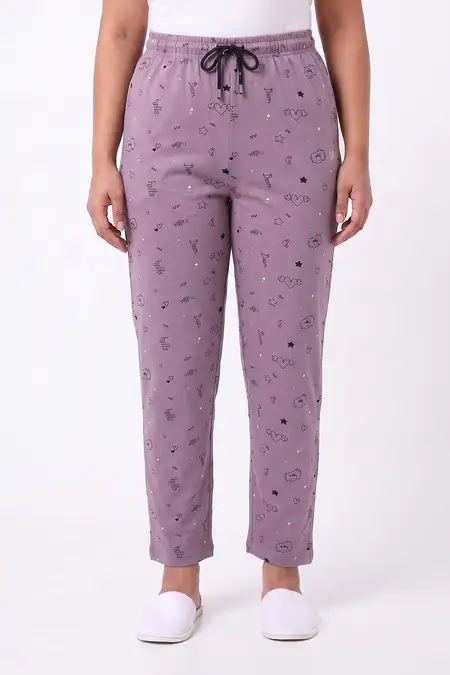 Cotton Conversational Printed Pyjama Pant for Women - Plus Size
