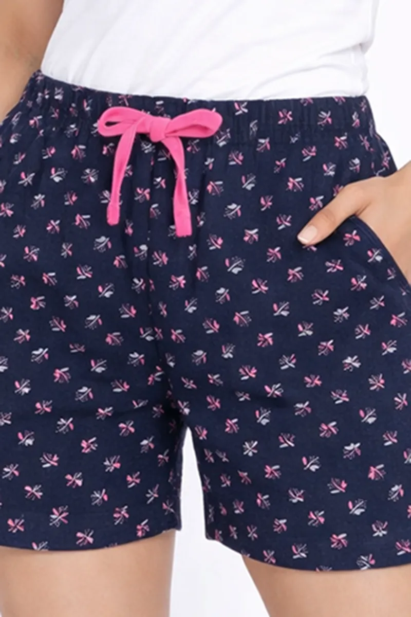 Cotton Printed Shorts for Women 034425NAVBLUL