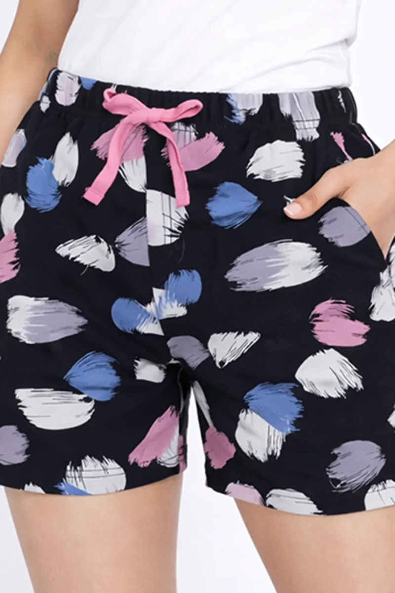 Cotton Printed Shorts for Women 034427BLAXXL