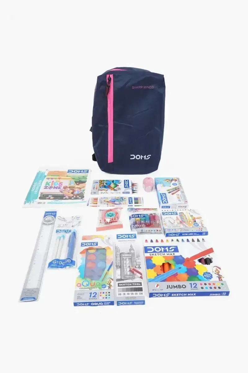 Doms Art Gear Kit with Bag (Navy Blue & Pink)