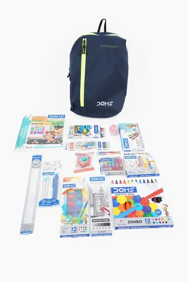 Doms Art Gear Kit with Bag (Navy Blue & Yellow) 034462NAVBLU&YELARTGEAKIT