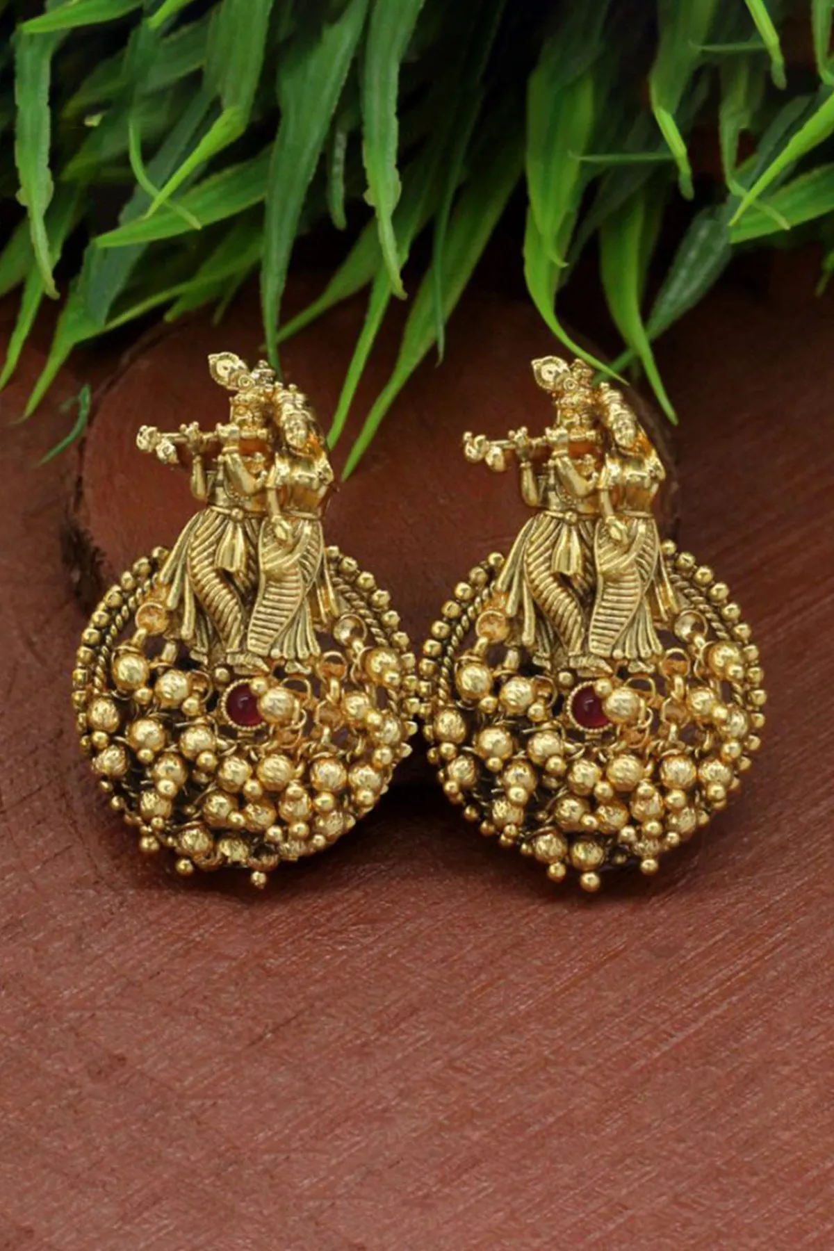 Lord Krishna & Radha Stud Earrings for Women