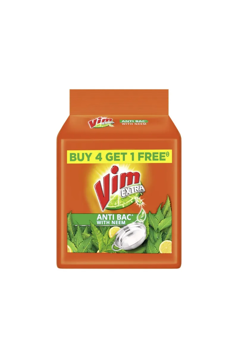 Vim Antibac Dishwash Bar with Neem - 4*190g + 190g Free (Net: 950g)