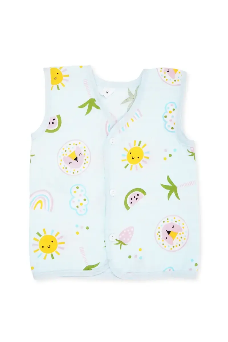 Cotton Button Jhabla for Babies - Sky Blue  034673SKYBLU36M
