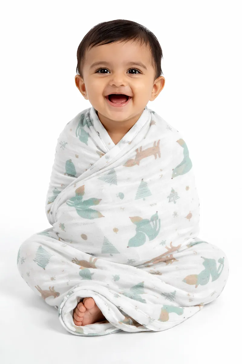 Cotton Muslin Towel for Babies - White