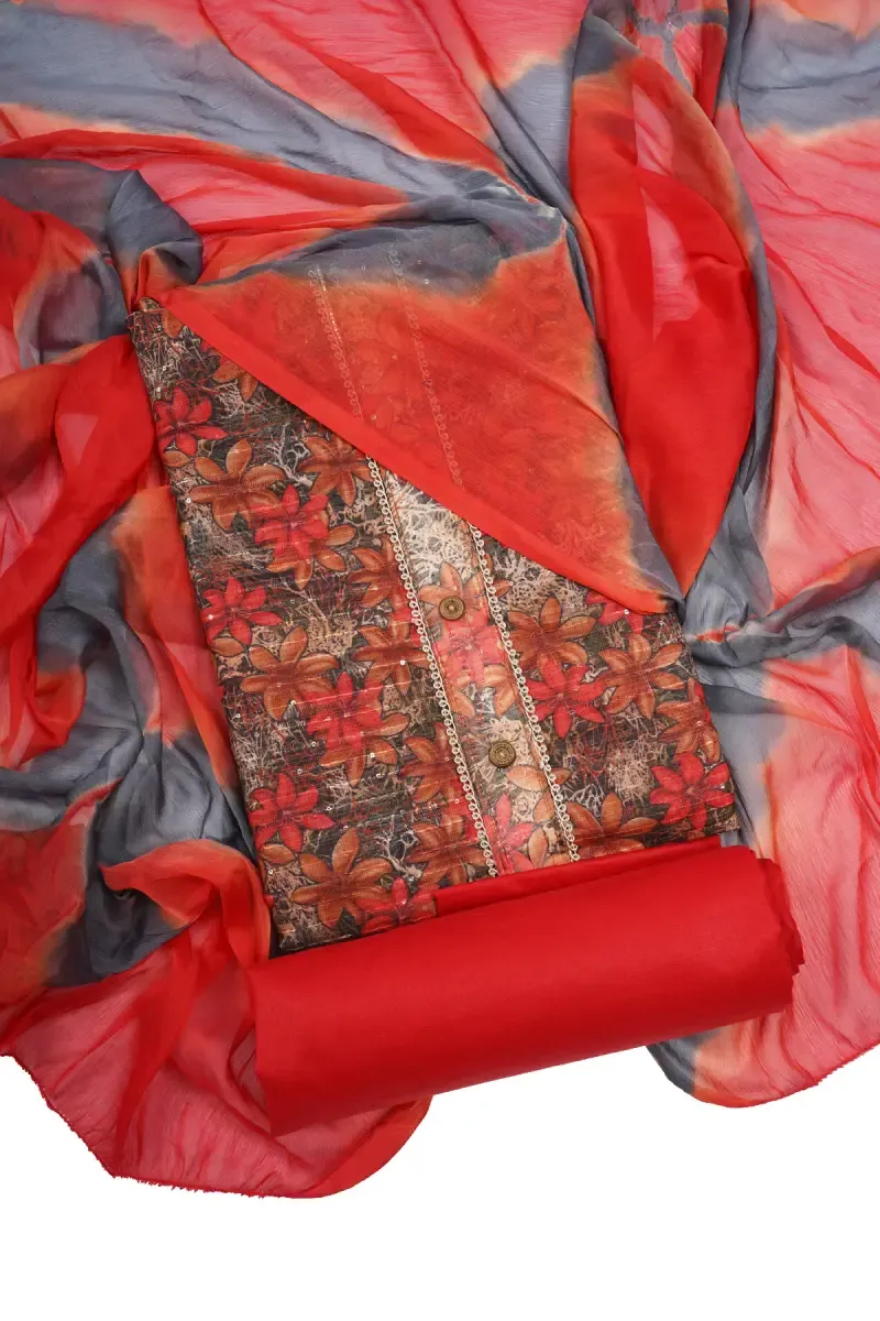 Georgette Floral Printed Unstitched Dress Material for Women