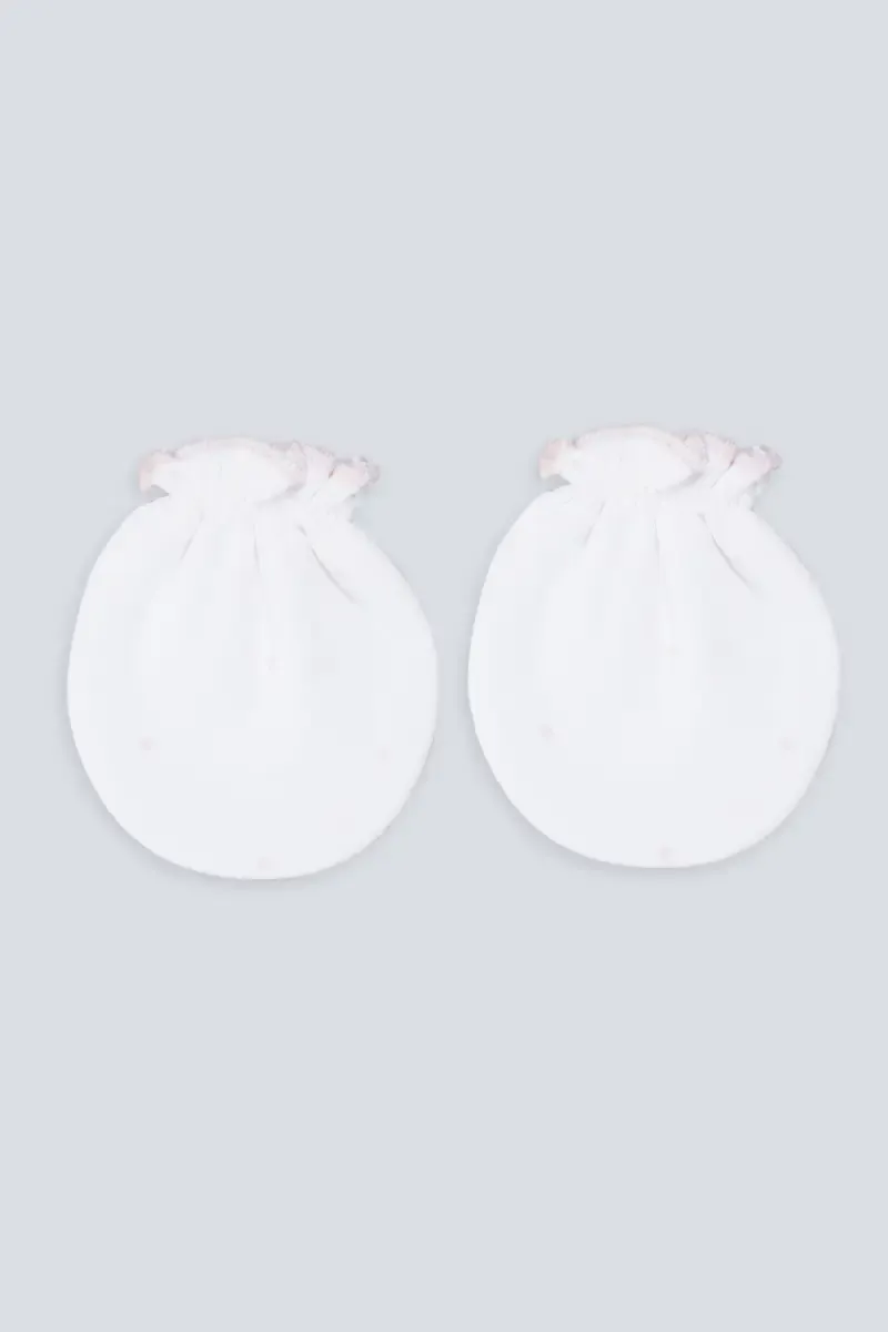 Cotton Mittens for Babies - White