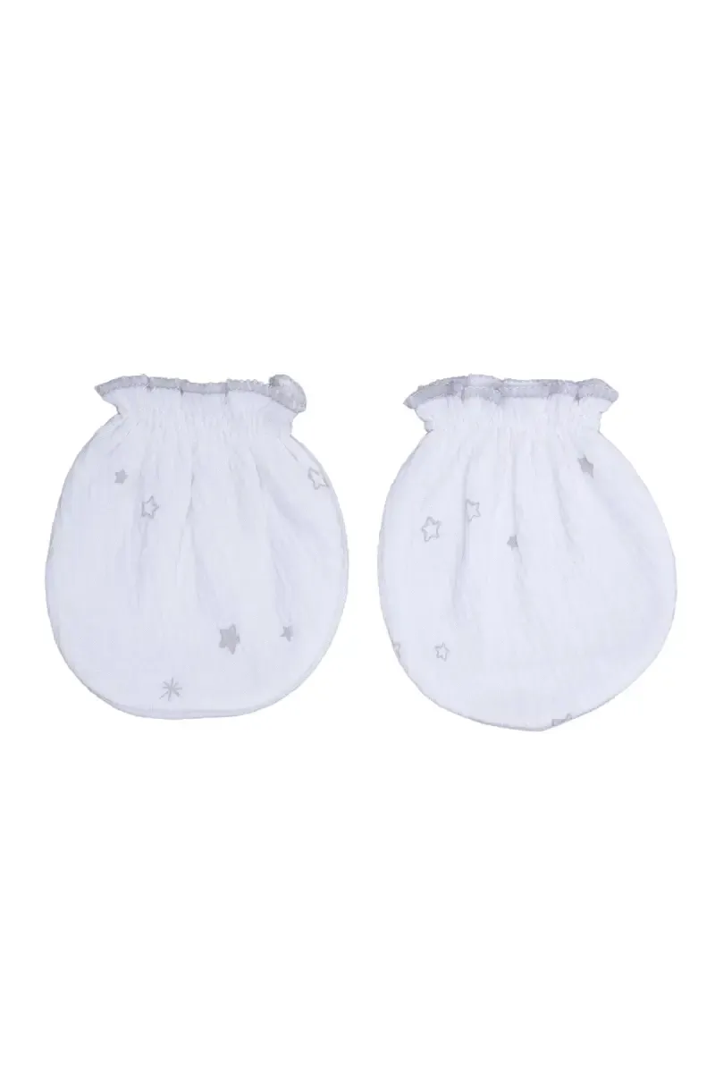 Cotton Mittens for Babies - White