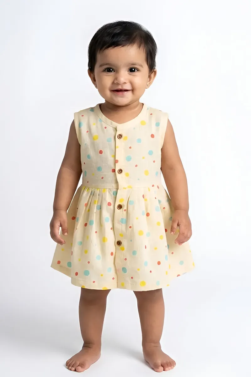 Muslin Frock for Baby Girl - Yellow