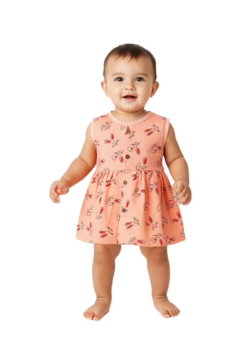 Muslin Frock for Baby Girl - Orange