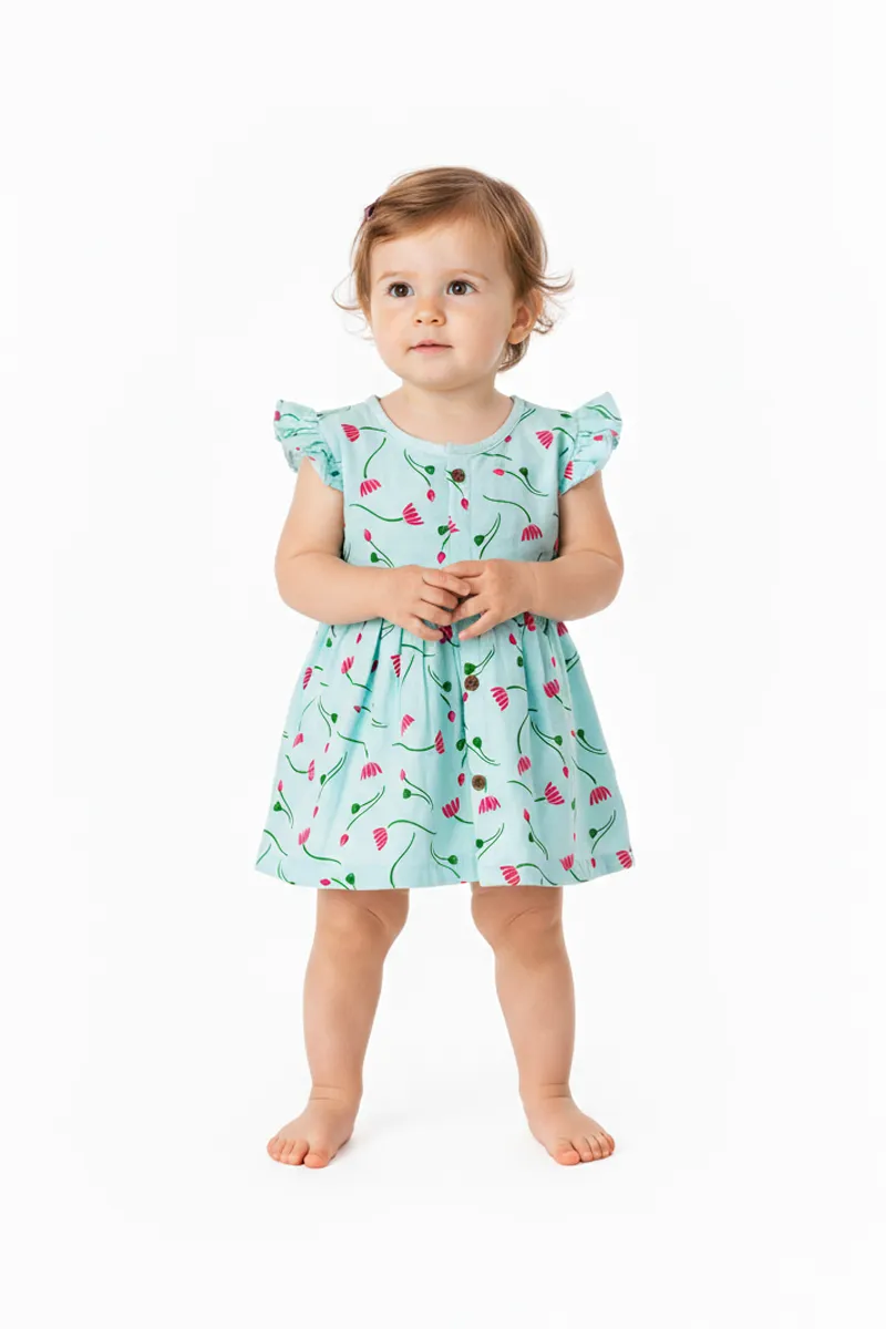 Muslin Frill Frock for Baby Girl - Sea Green 034801SEAGRE121