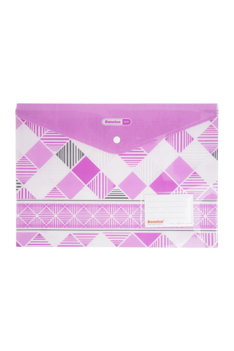 Checked Printed File Folder (FC Size & Snap Closure) - Pink